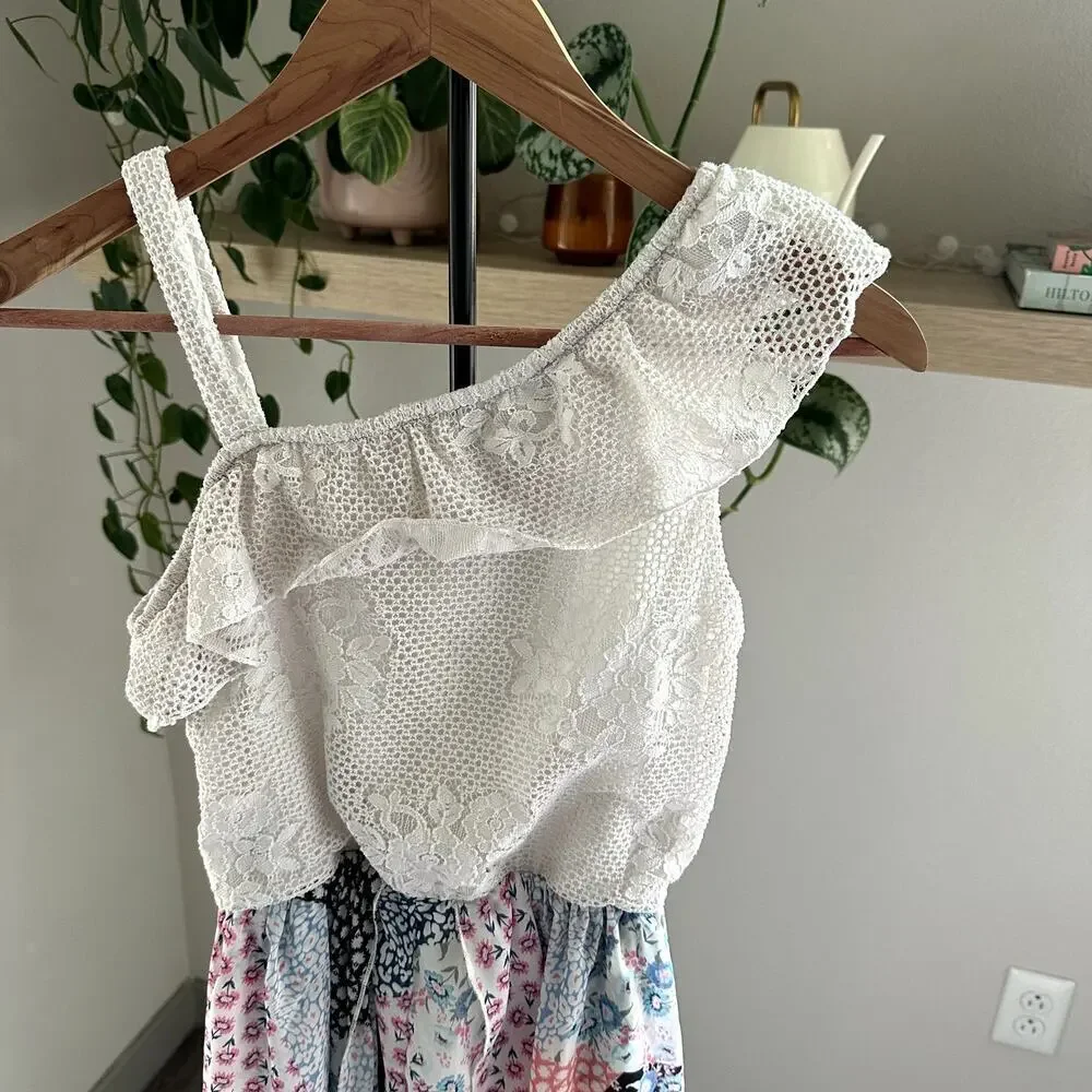 Speechless Kids Patchwork Tiered Dress Size 16 Boho Lace Ruffle Summer Spring